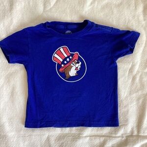 Buc-ee’s 2T Blue motorcycle patriot kids T-shirt